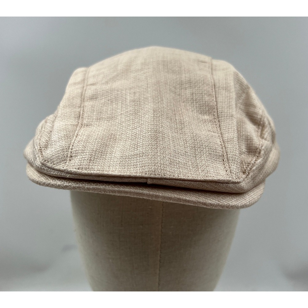 Awearness Kenneth Cole Flat Cap Men's Large Tan Linen Blend Ivy Driving Hat